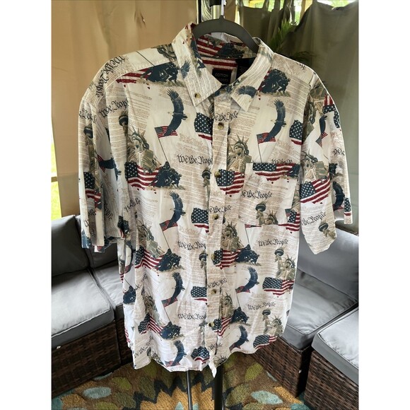 Cotton Traders Sport We the People‎ Patriotic Button Down Shirt Mens Large - Picture 3 of 5